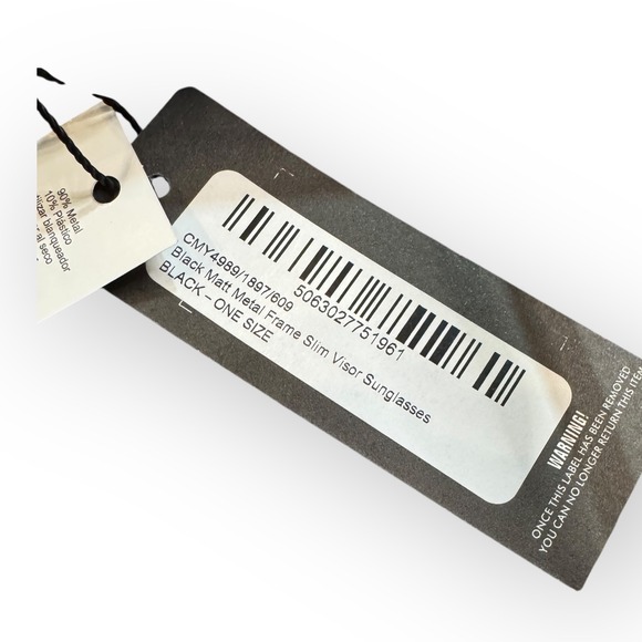 PrettyLittleThing Black Matt Metal Frame Slim Visor Sunglasses One Size CNB1267 - Picture 5 of 9